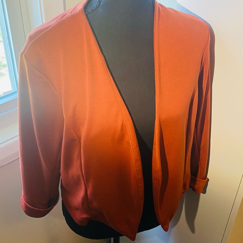 Rust Orange Open Front Cardigan